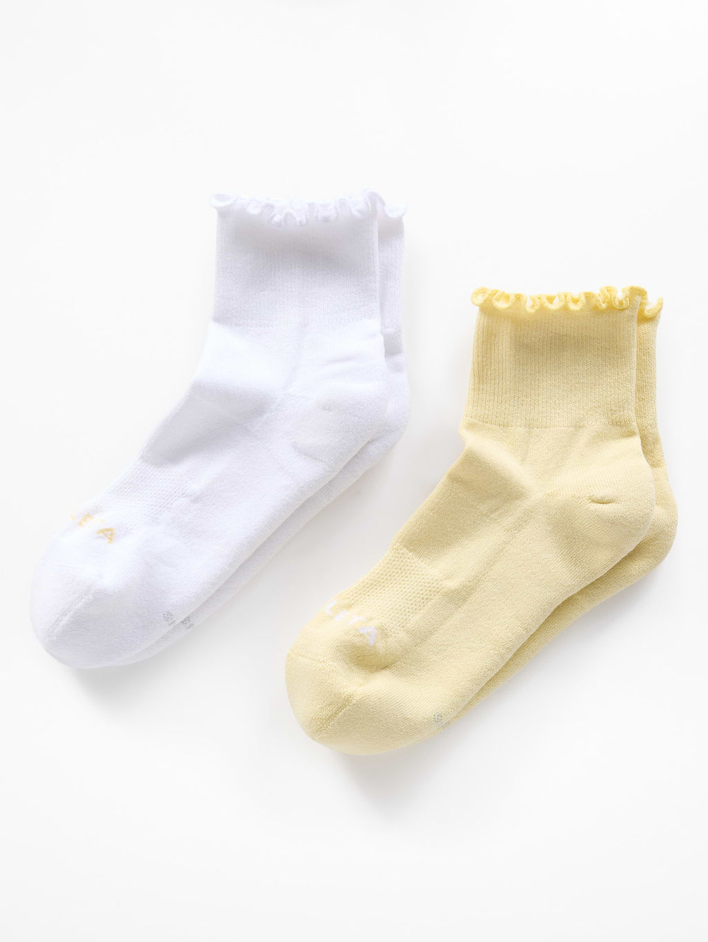 Athleta Ruffle Everyday Quarter Crew Sock 2-Pack - Solstice/White
