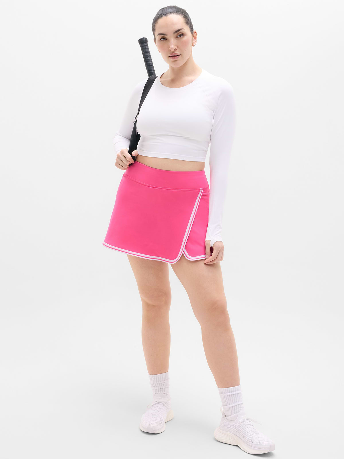 Crosscourt High Rise 14" Skort - Cerise/White