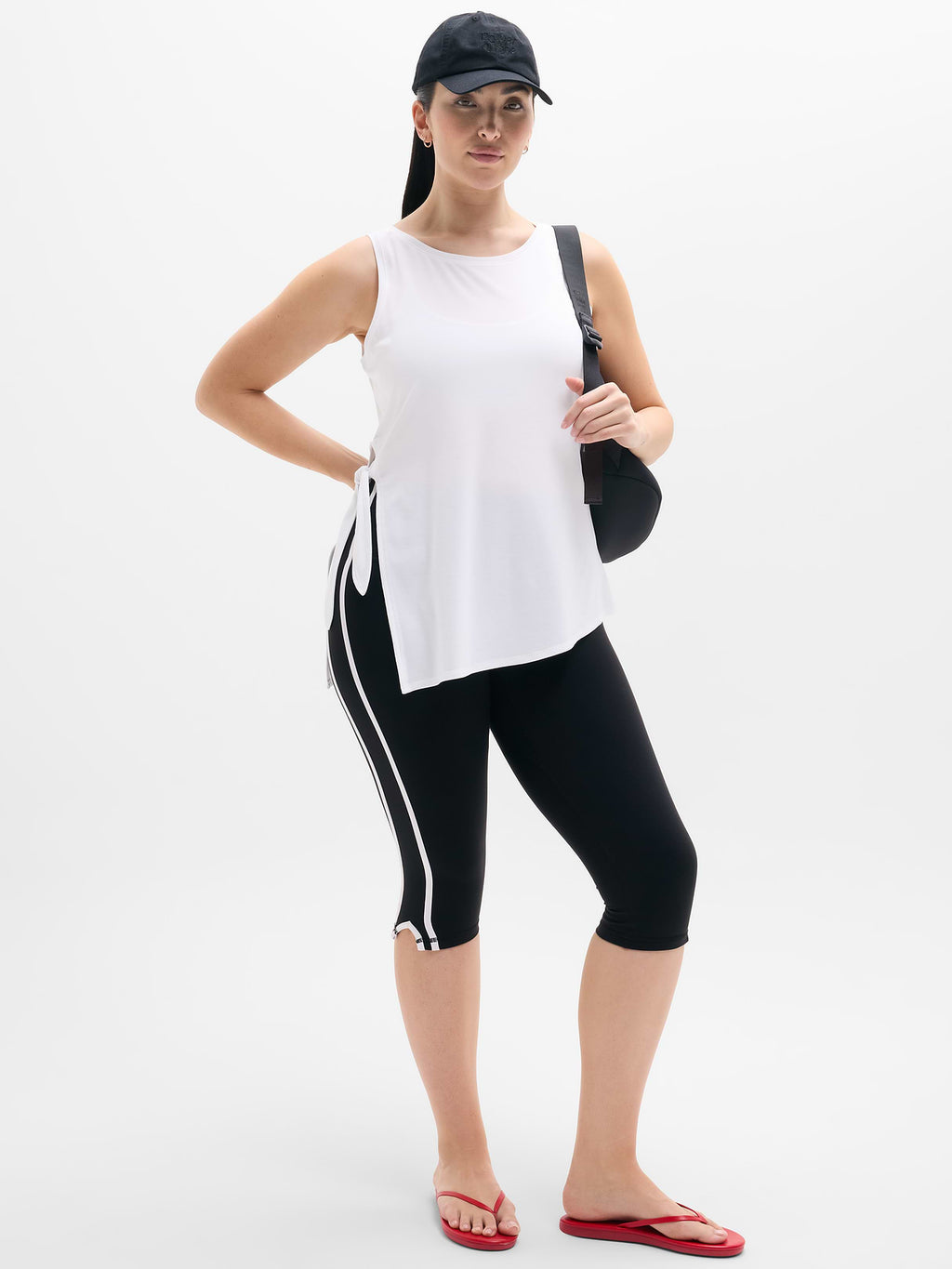 Move With Ease Asym Tie Tank - Bright White