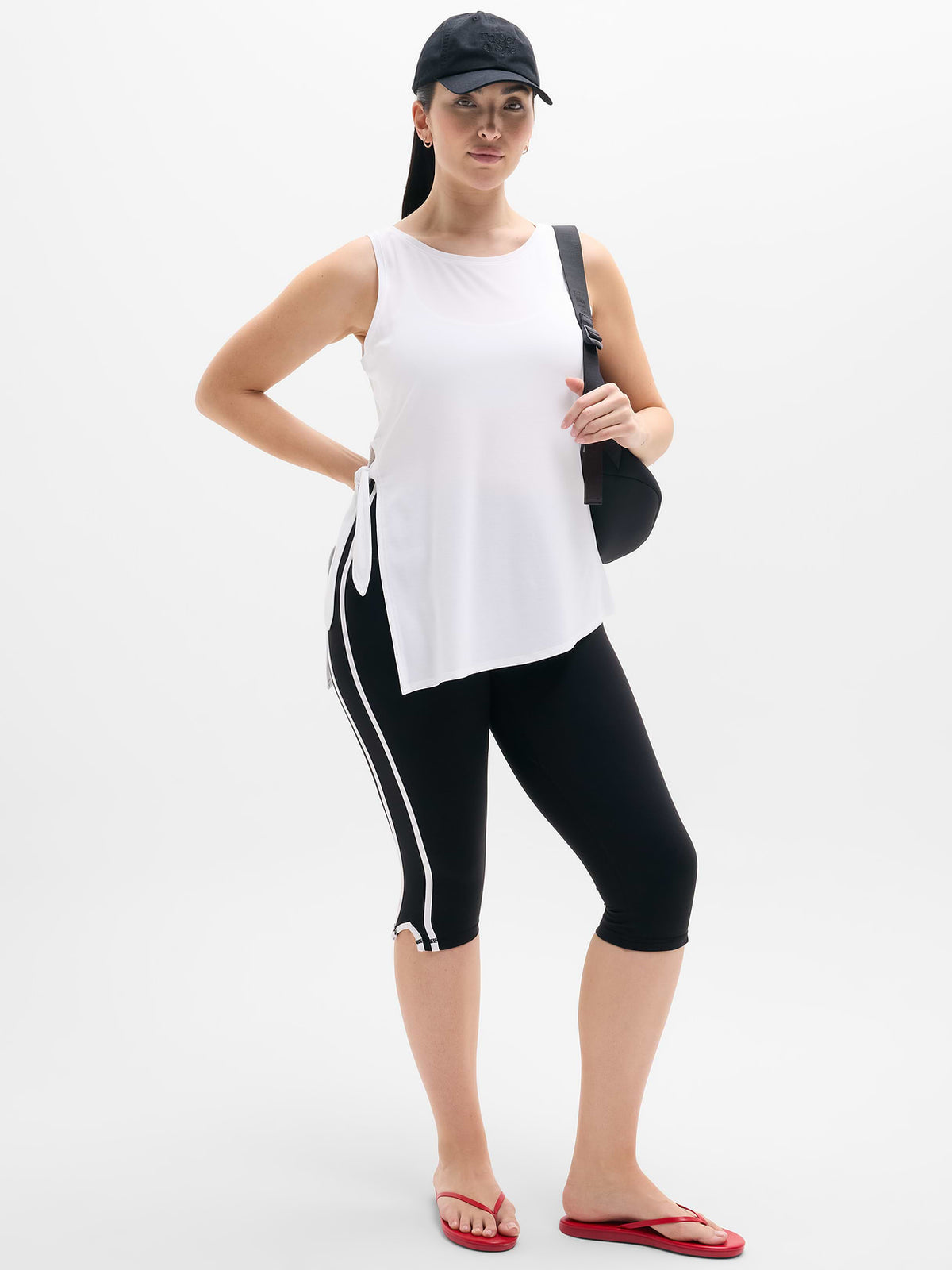 Move With Ease Asym Tie Tank - Bright White