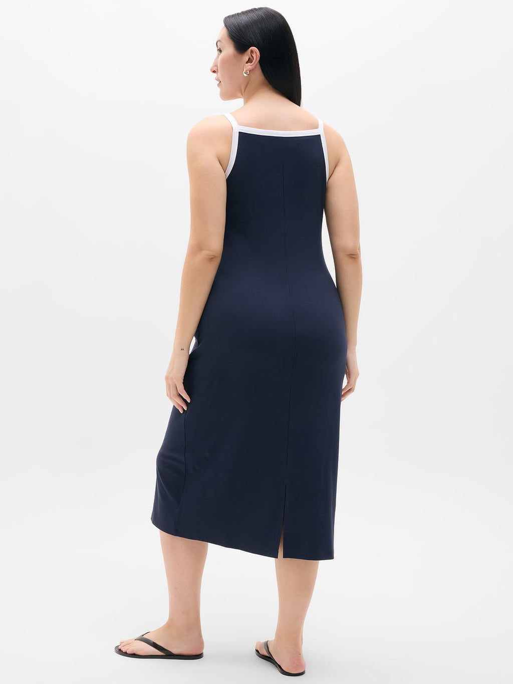 Signature Rib Apron Dress - Navy/White Piping