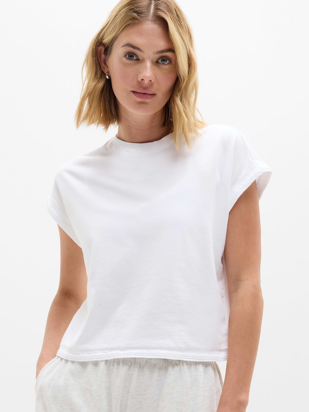 Airy Cotton Terry Sweatshirt Tee - Bright White