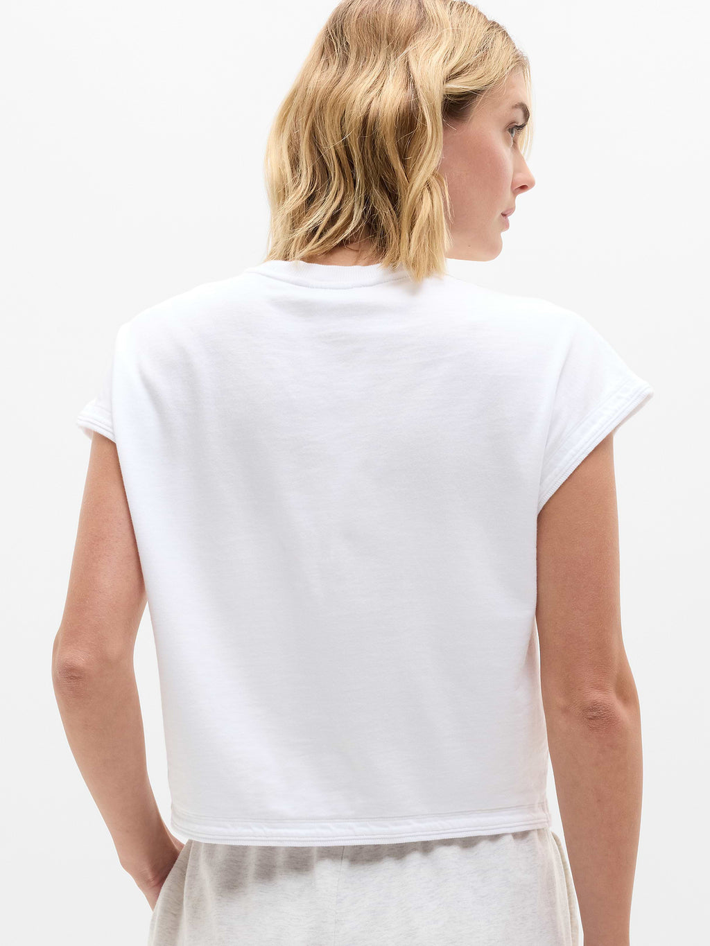 Airy Cotton Terry Sweatshirt Tee - Bright White