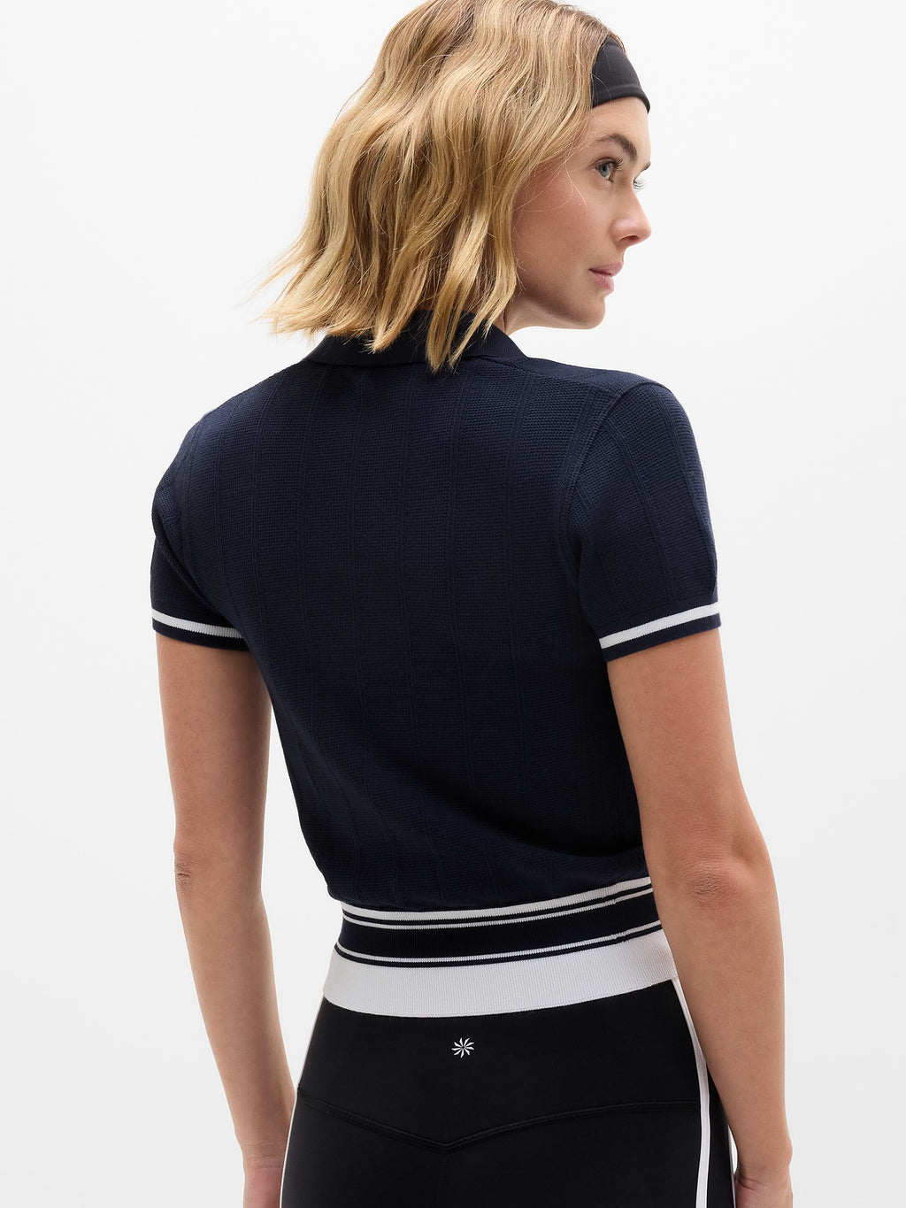 Seamless Polo Tee Sweater - Eclipse/White