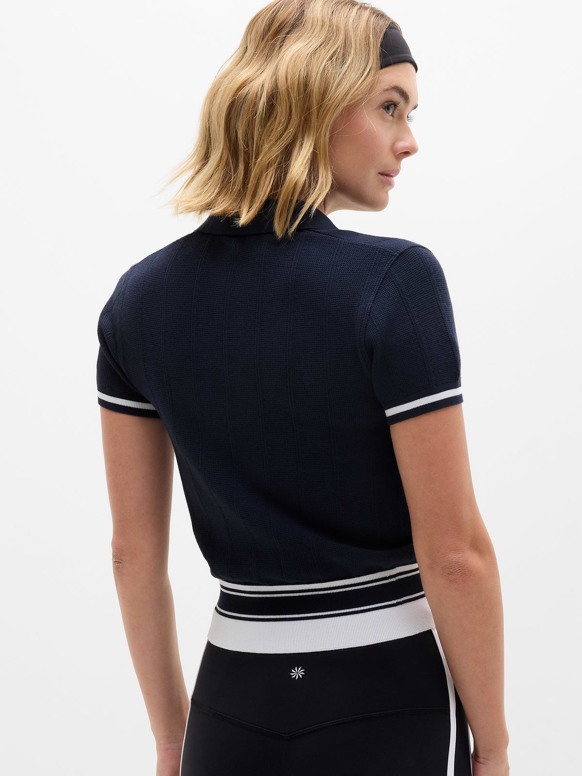 Seamless Polo Tee Sweater - Eclipse/White