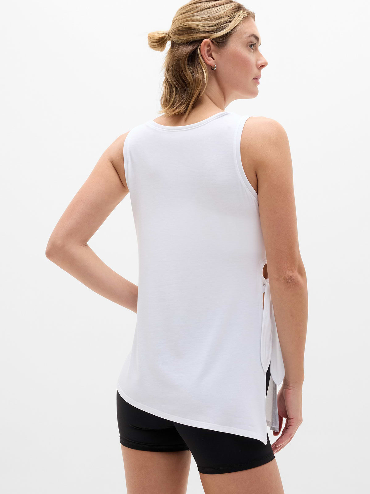 Move With Ease Asym Tie Tank - Bright White