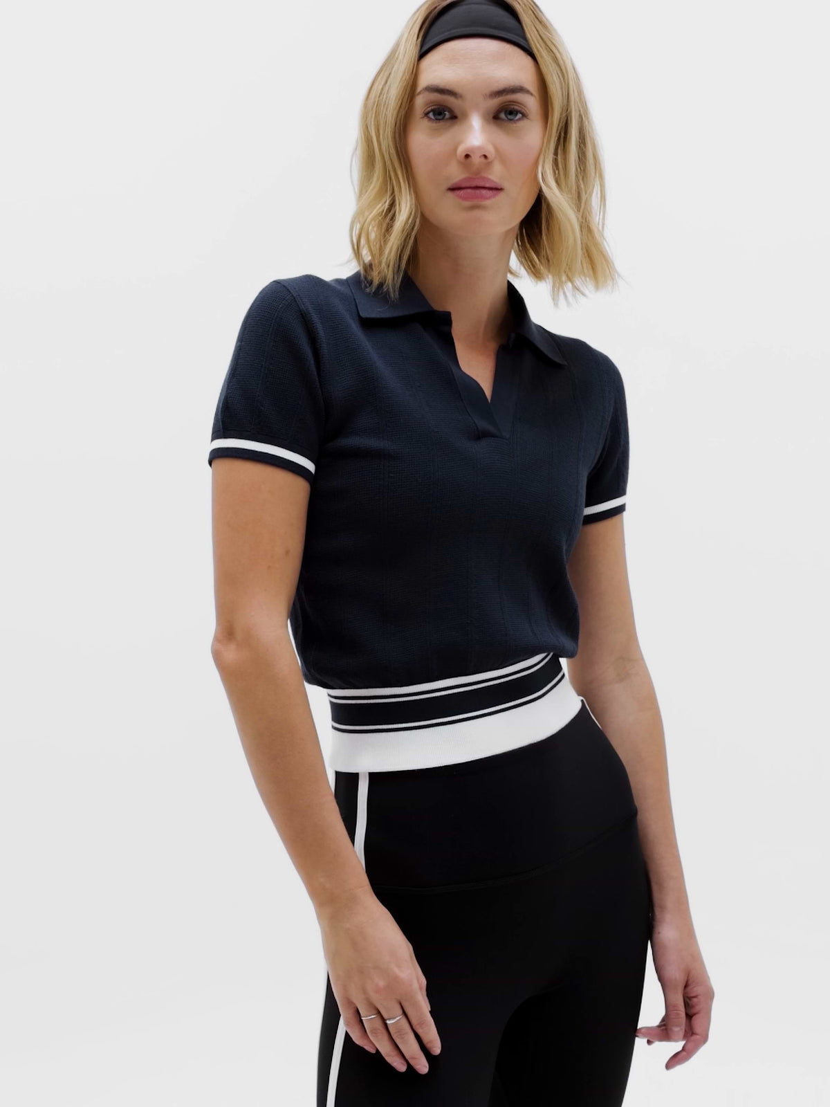 Seamless Polo Tee Sweater - Eclipse/White