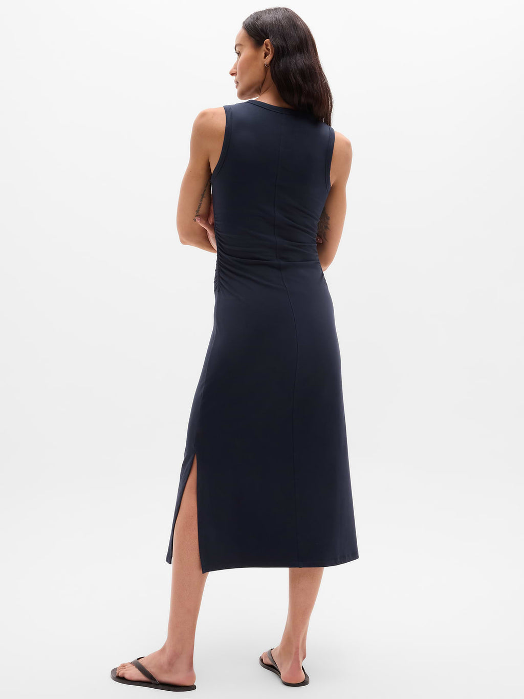 Essential V-Neck Midi Dress - Navy