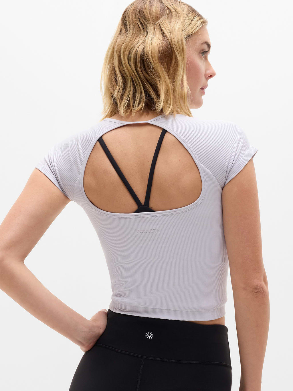 Recharge Seamless Open Back Tee - Dove Rib