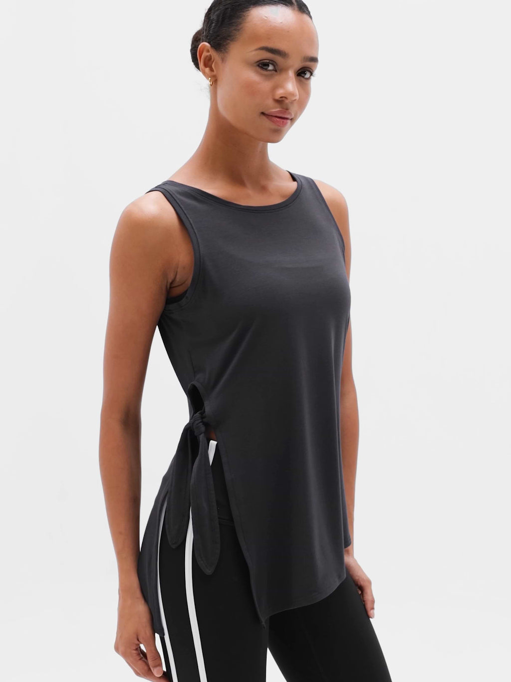 Move With Ease Asym Tie Tank - Black