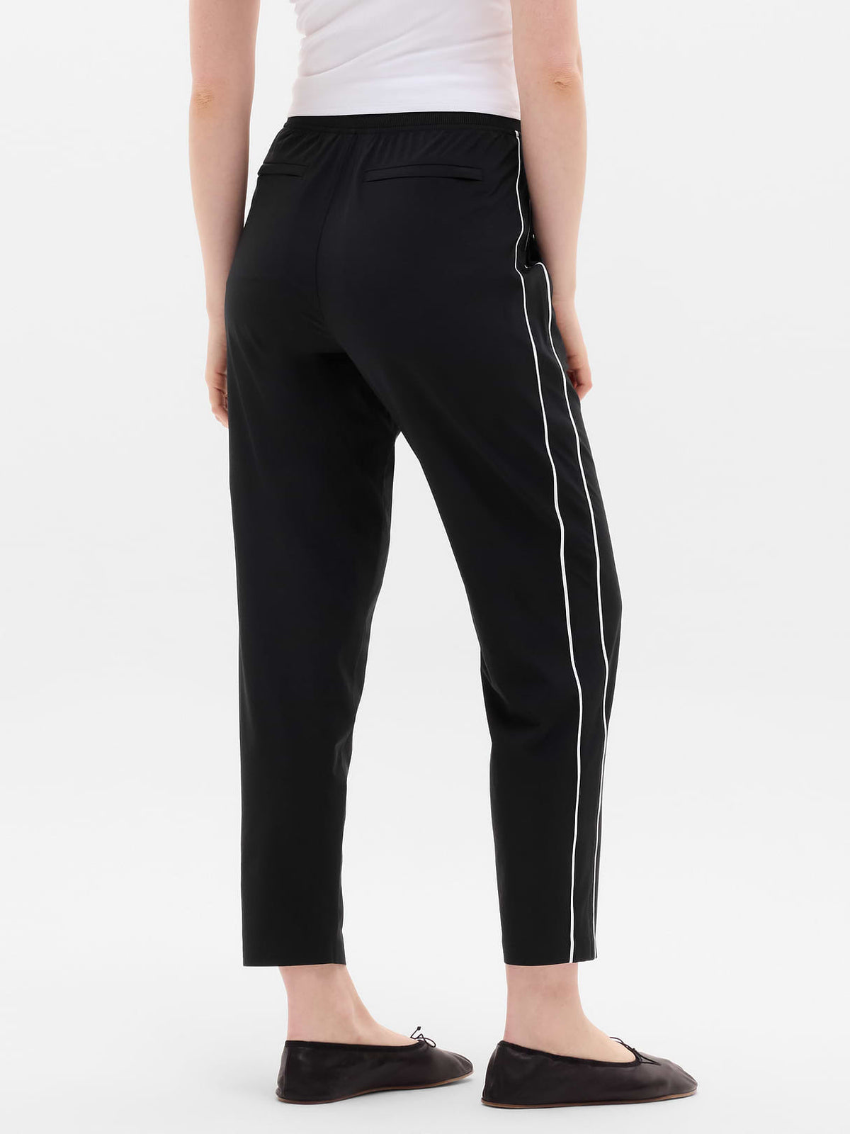 Brooklyn Piping Ankle Pant - Black/Bright White