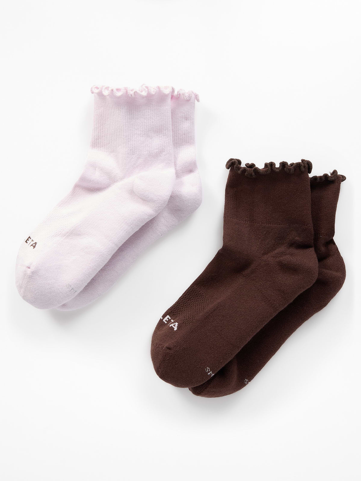 Athleta Ruffle Everyday Quarter Crew Sock 2-Pack - Ballet/Woodland