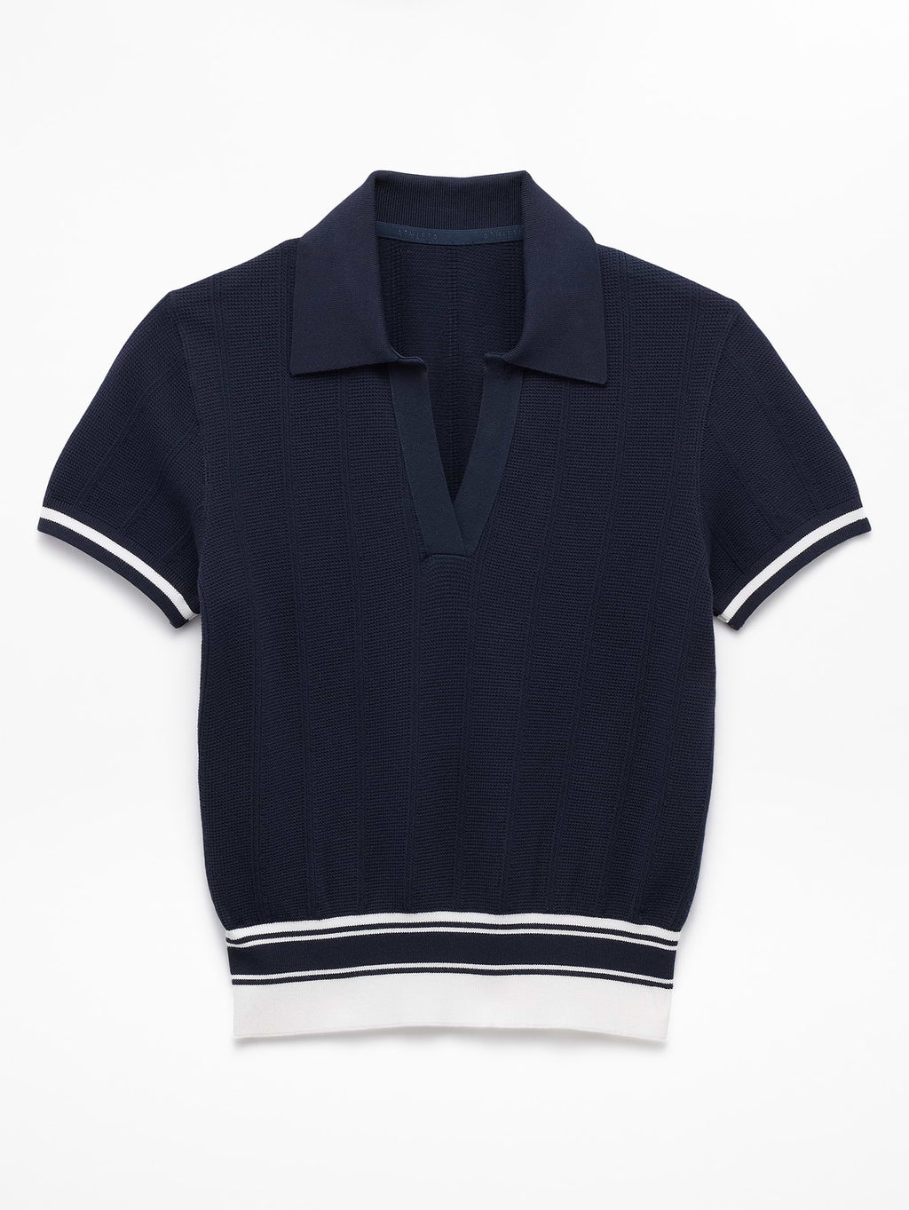 Seamless Polo Tee Sweater - Eclipse/White