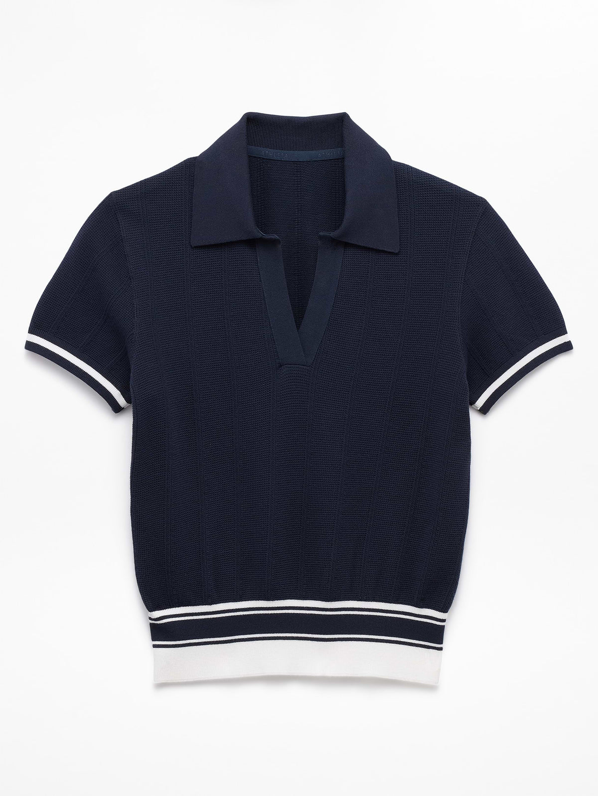 Seamless Polo Tee Sweater - Eclipse/White