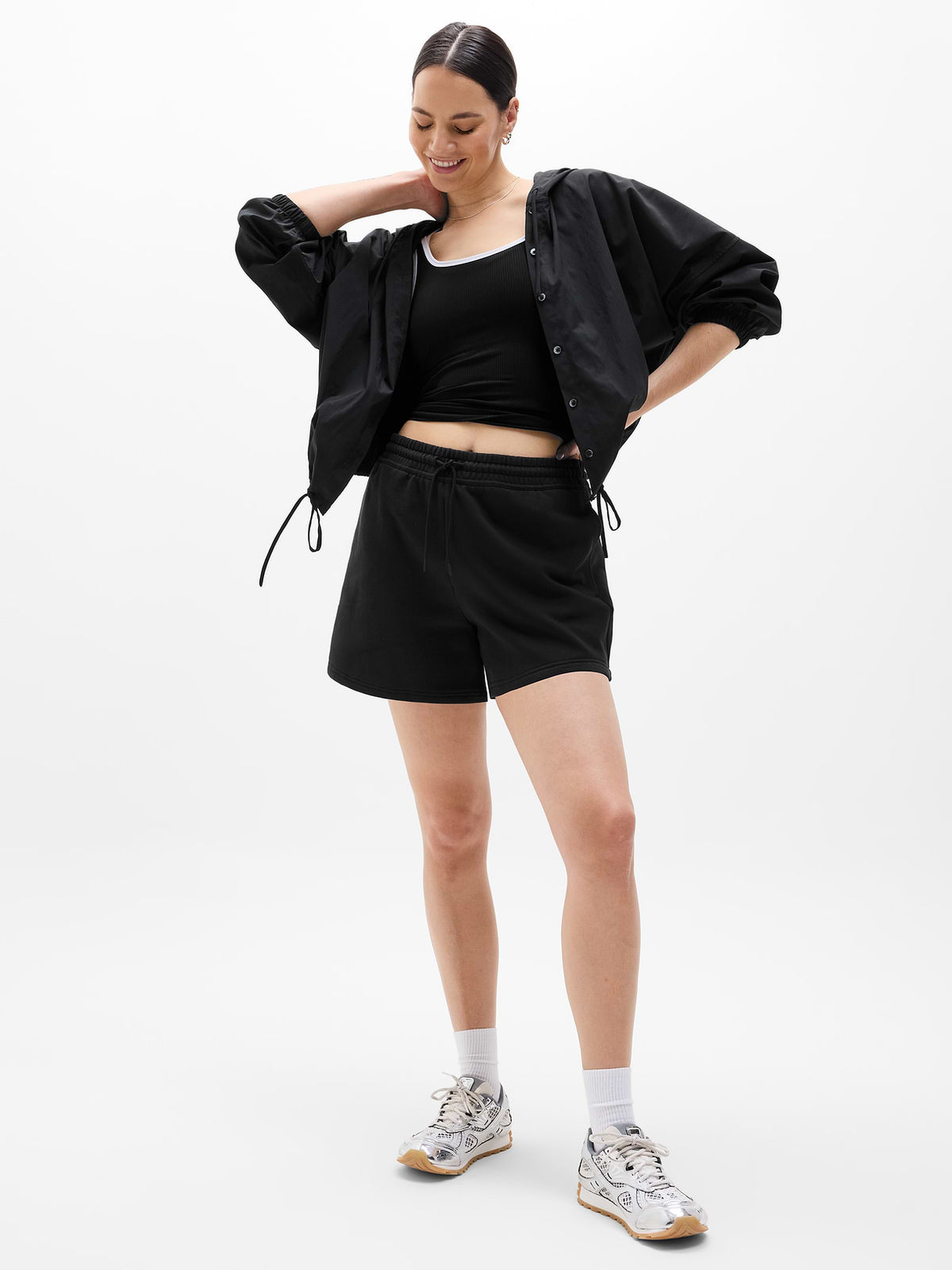 Forever Fleece Mid Rise 4" Short - Black