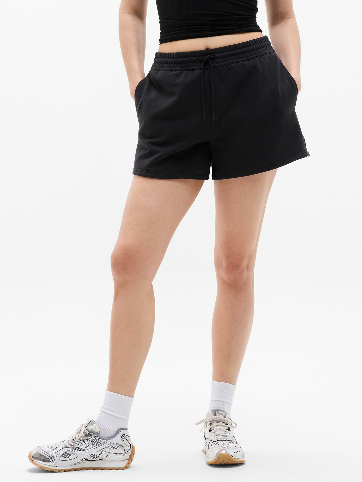 Forever Fleece Mid Rise 4" Short - Black