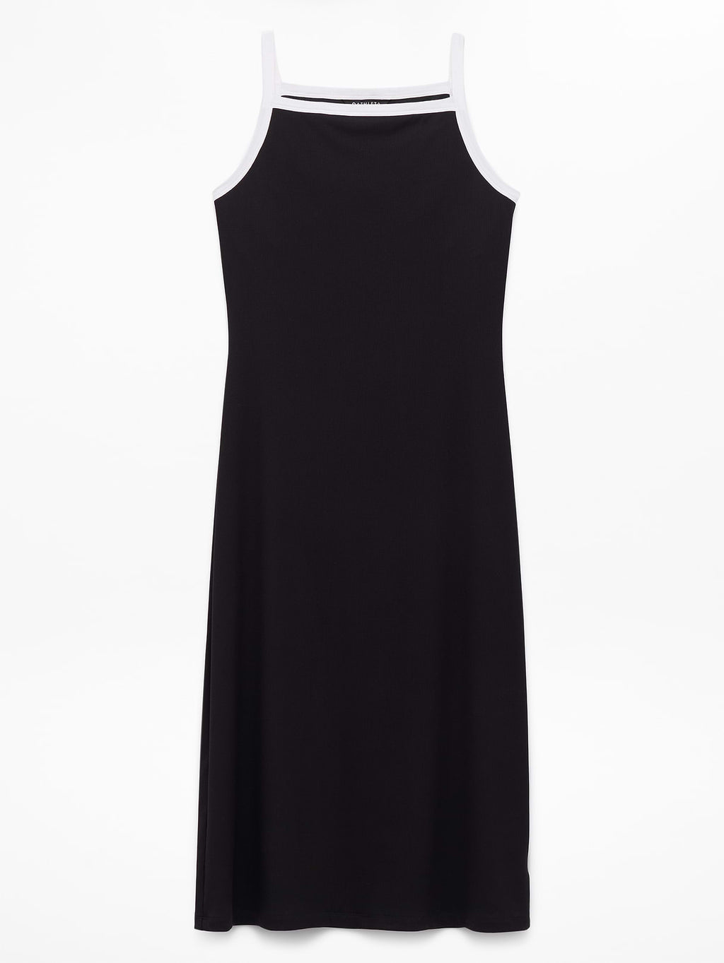 Signature Rib Apron Dress - Black/White Piping