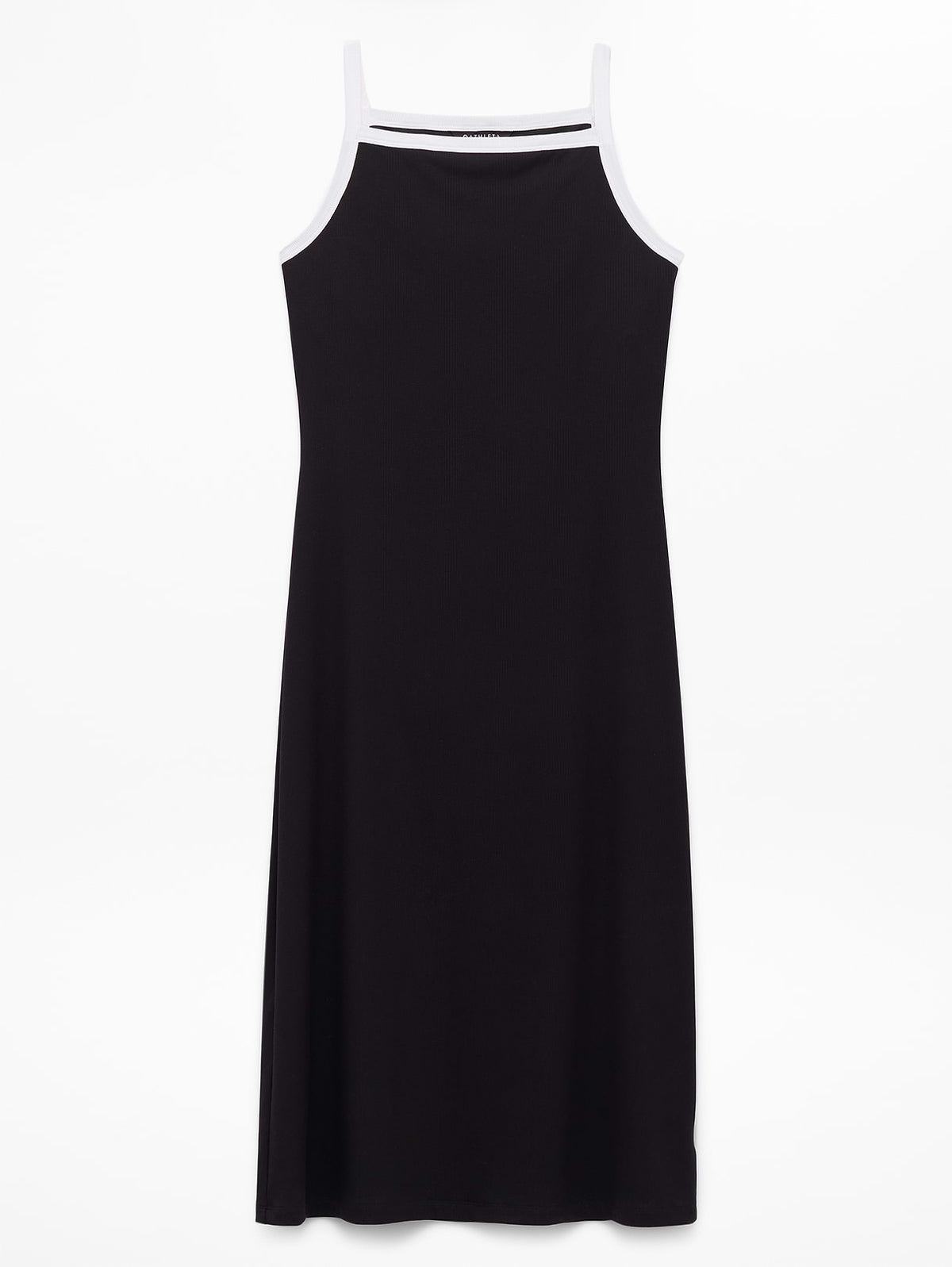Signature Rib Apron Dress - Black/White Piping