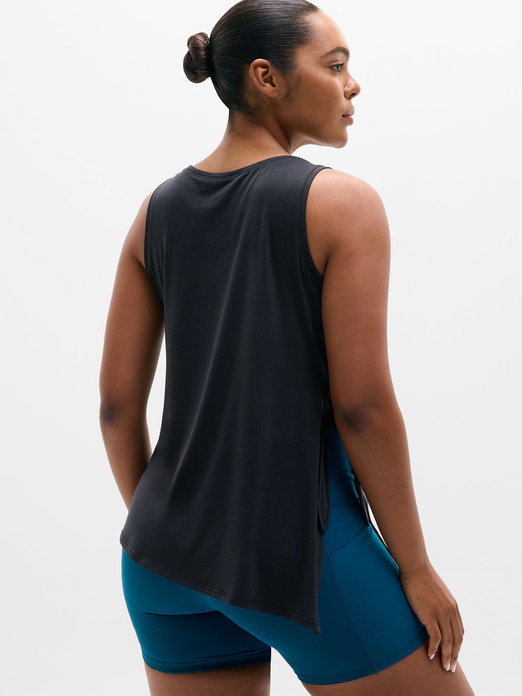 Move With Ease Asym Tie Tank - Black
