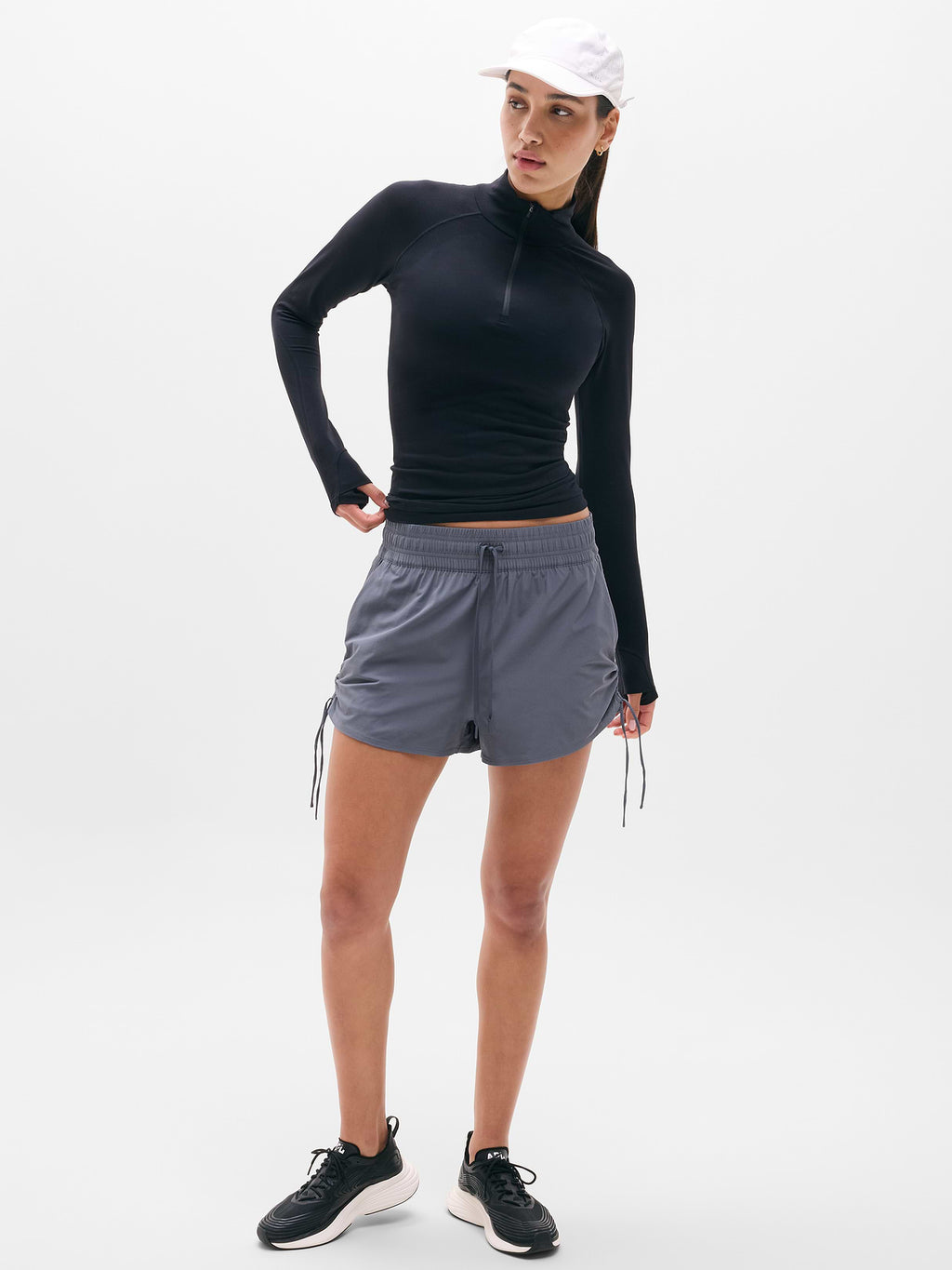 Weekender High Rise Ruched Run Short - Slate