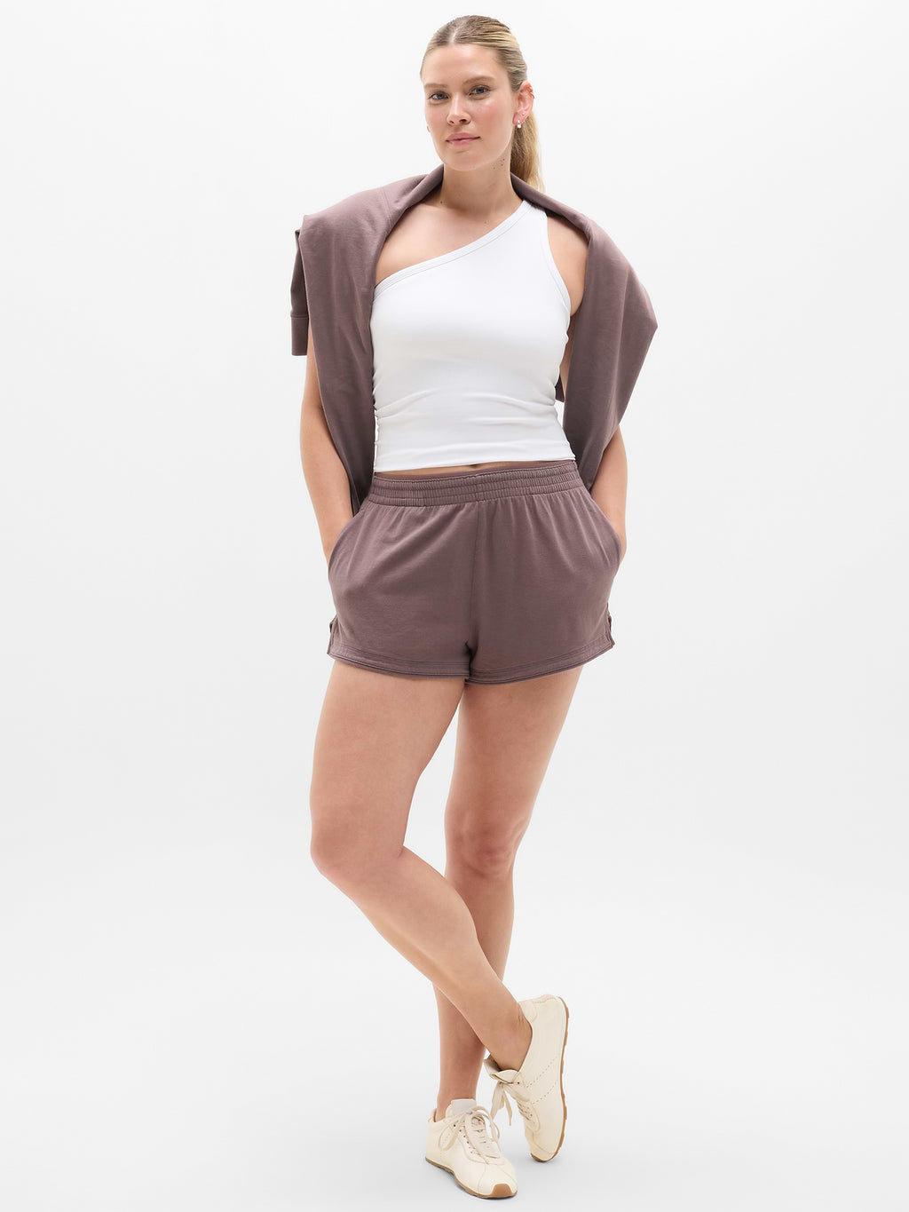 Airy Cotton Terry Shortie - Driftwood