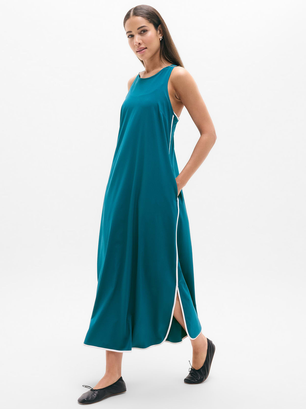 Journey Dress - Coastal Teal/White