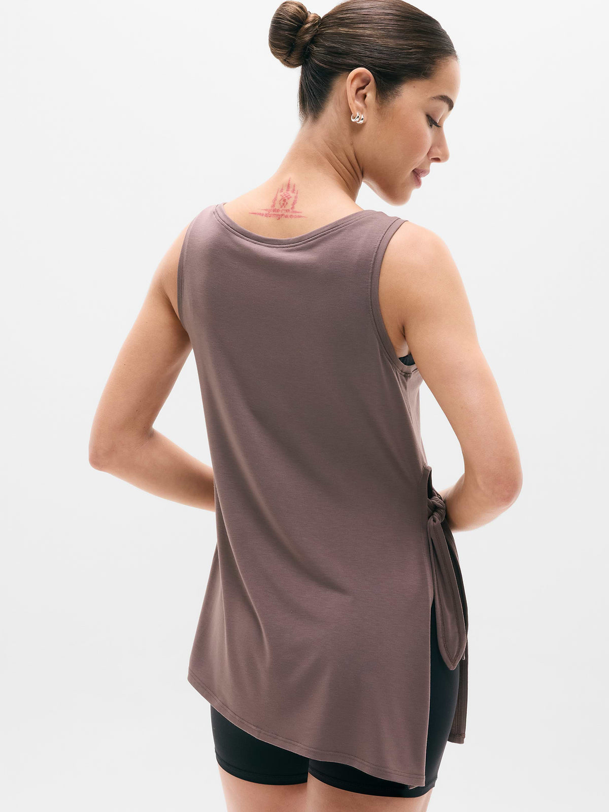 Move With Ease Asym Tie Tank - Driftwood
