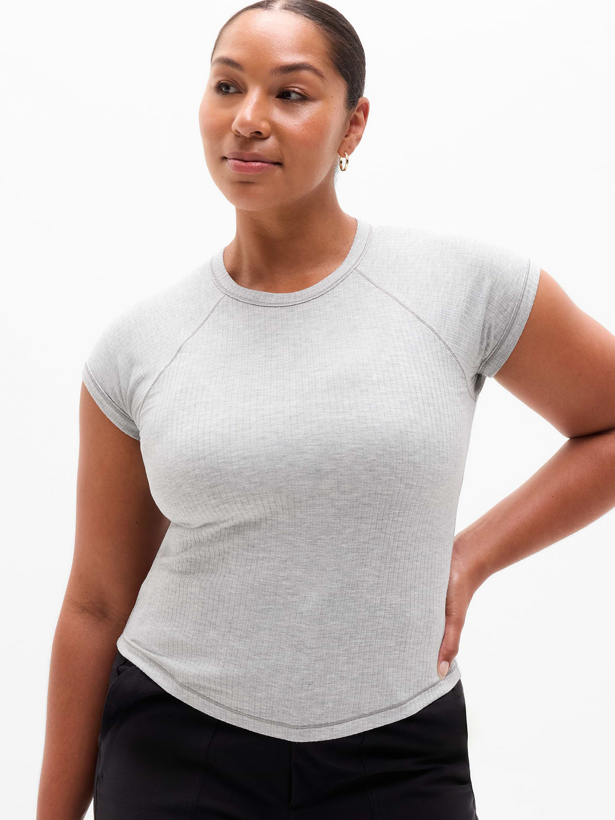 Perfect Rib Tee - Grey Heather