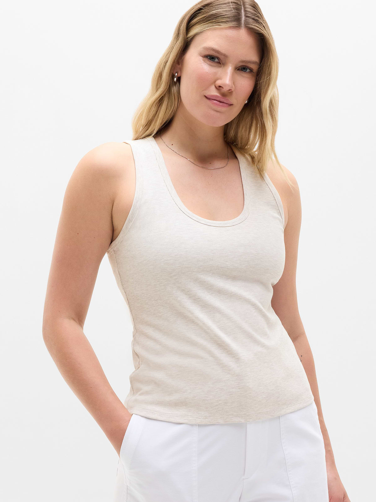 Signature Rib V-Neck Muscle Tank - Toasted Brown Heather