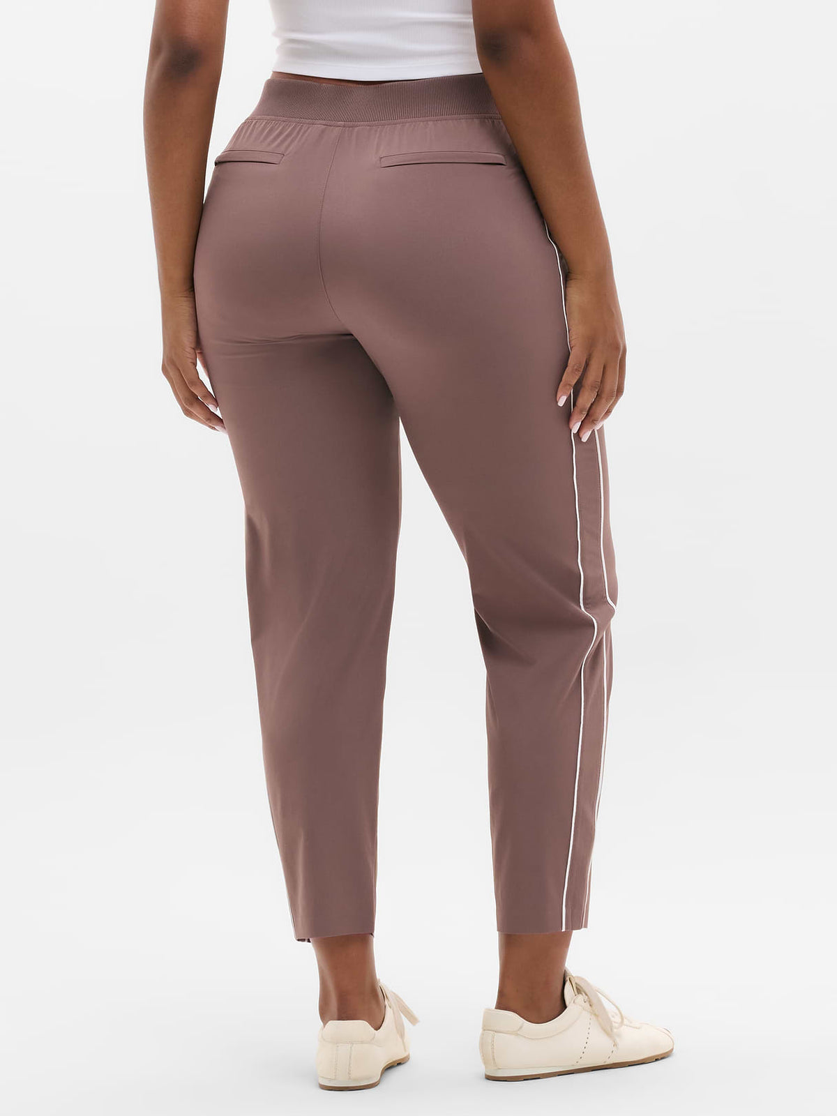 Brooklyn Piping Ankle Pant - Driftwood/White