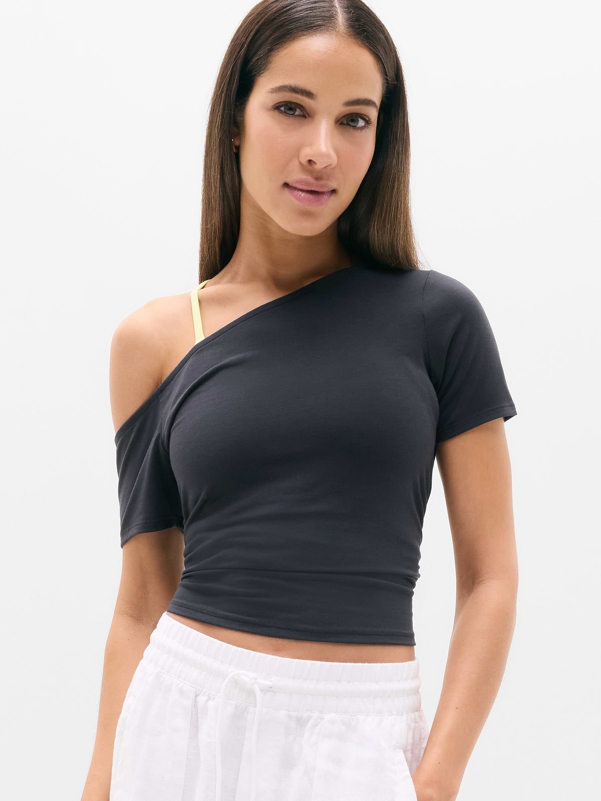 Move With Ease One Shoulder Tee - Black