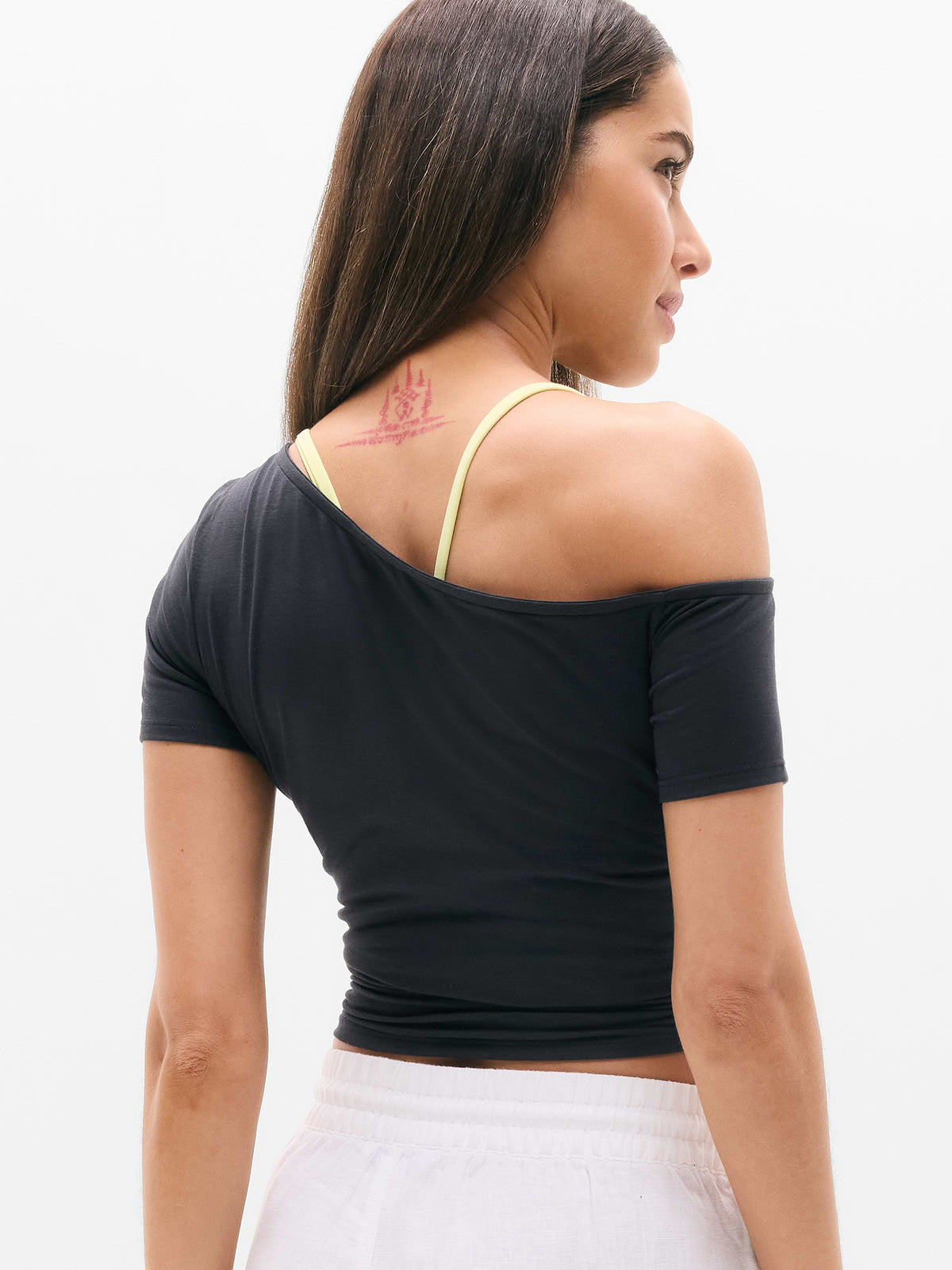 Move With Ease One Shoulder Tee - Black