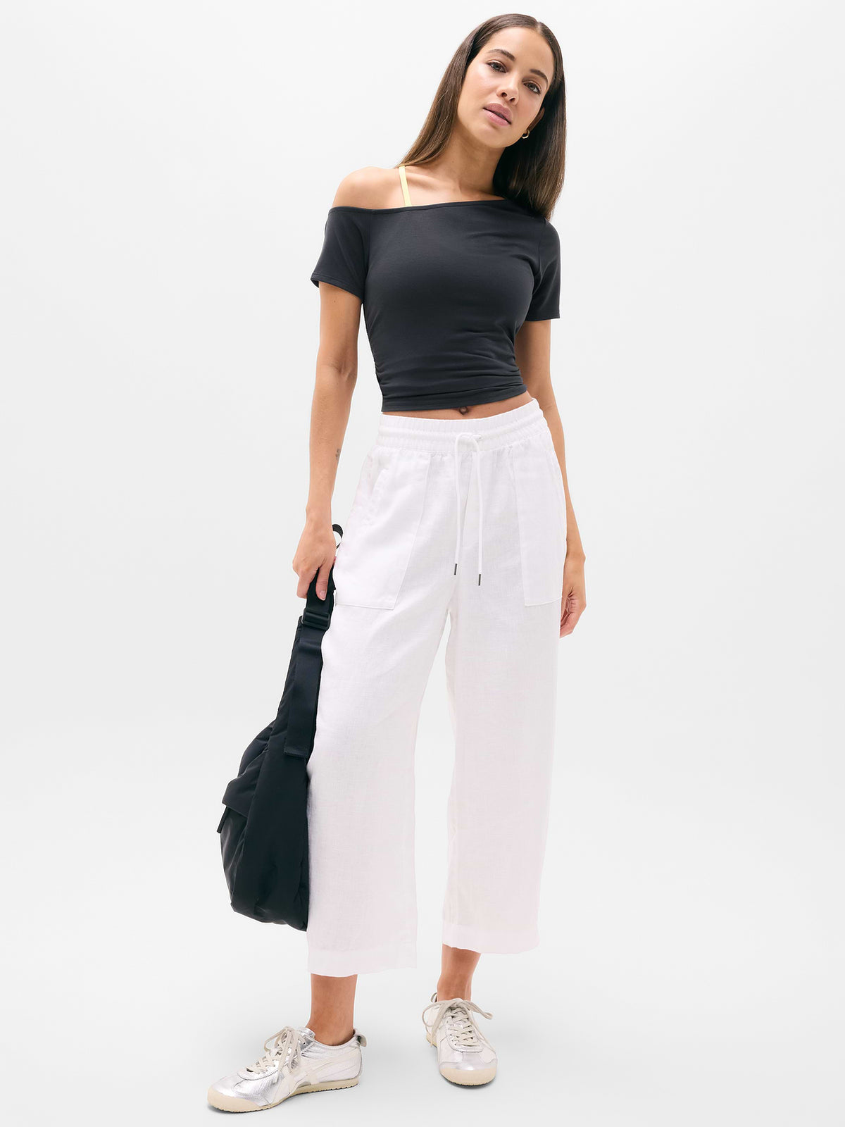 Move With Ease One Shoulder Tee - Black