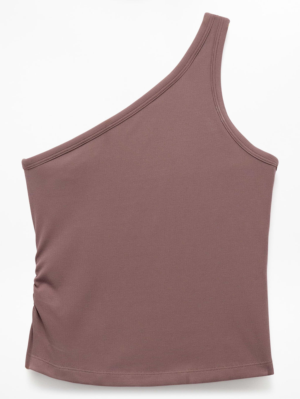 Signature Rib Asym One Shoulder Support Top - Driftwood