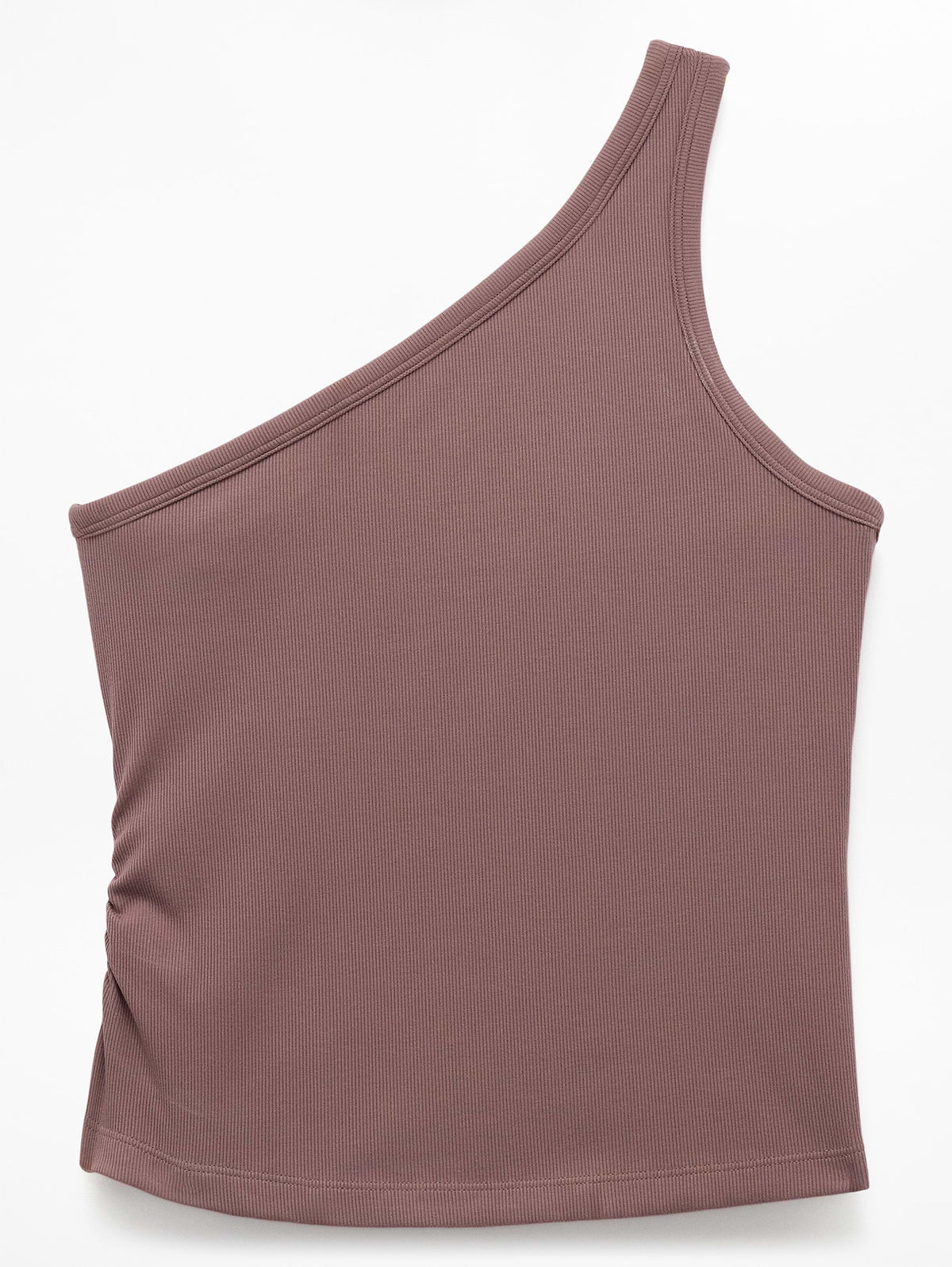 Signature Rib Asym One Shoulder Support Top - Driftwood