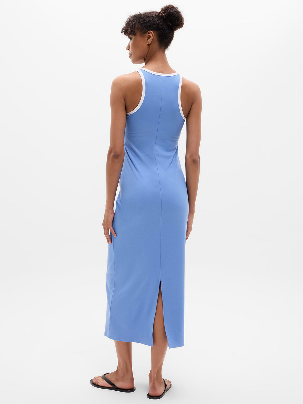 Signature Rib Maxi Dress - Waterfall/White