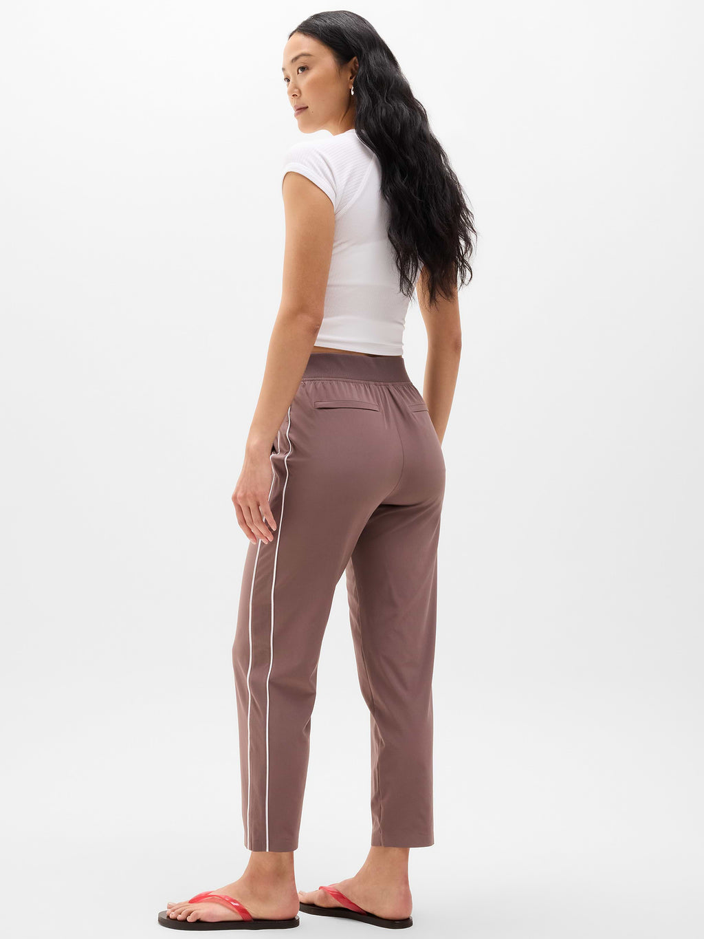 Brooklyn Piping Ankle Pant - Driftwood/White