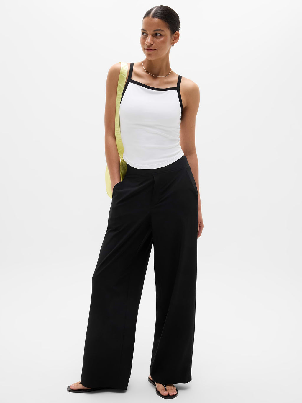 Signature Rib Apron Support Top - Bright White/Black