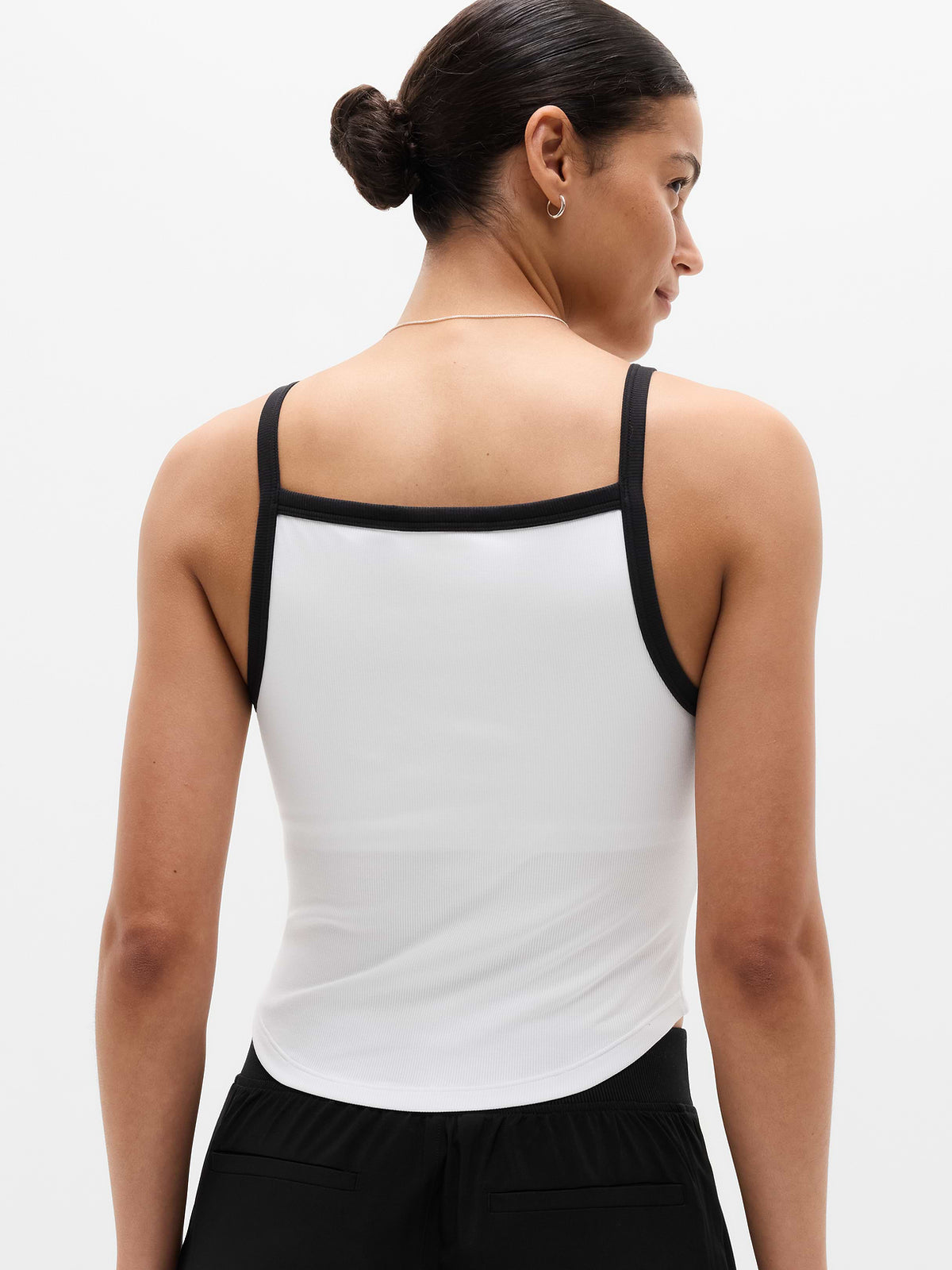 Signature Rib Apron Support Top - Bright White/Black
