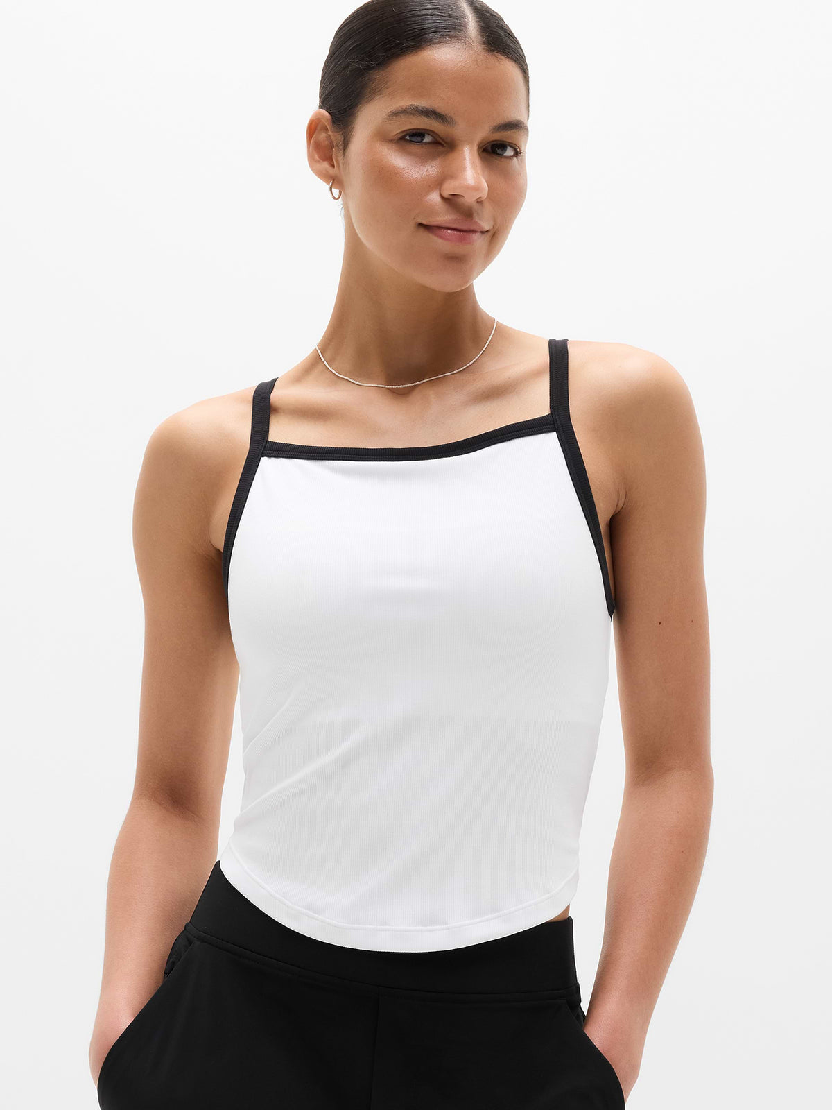 Signature Rib Apron Support Top - Bright White/Black