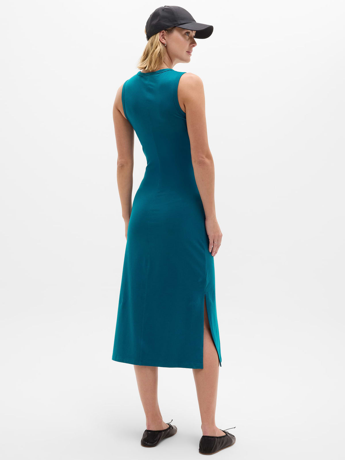 Essential V-Neck Midi Dress - Coastal Teal