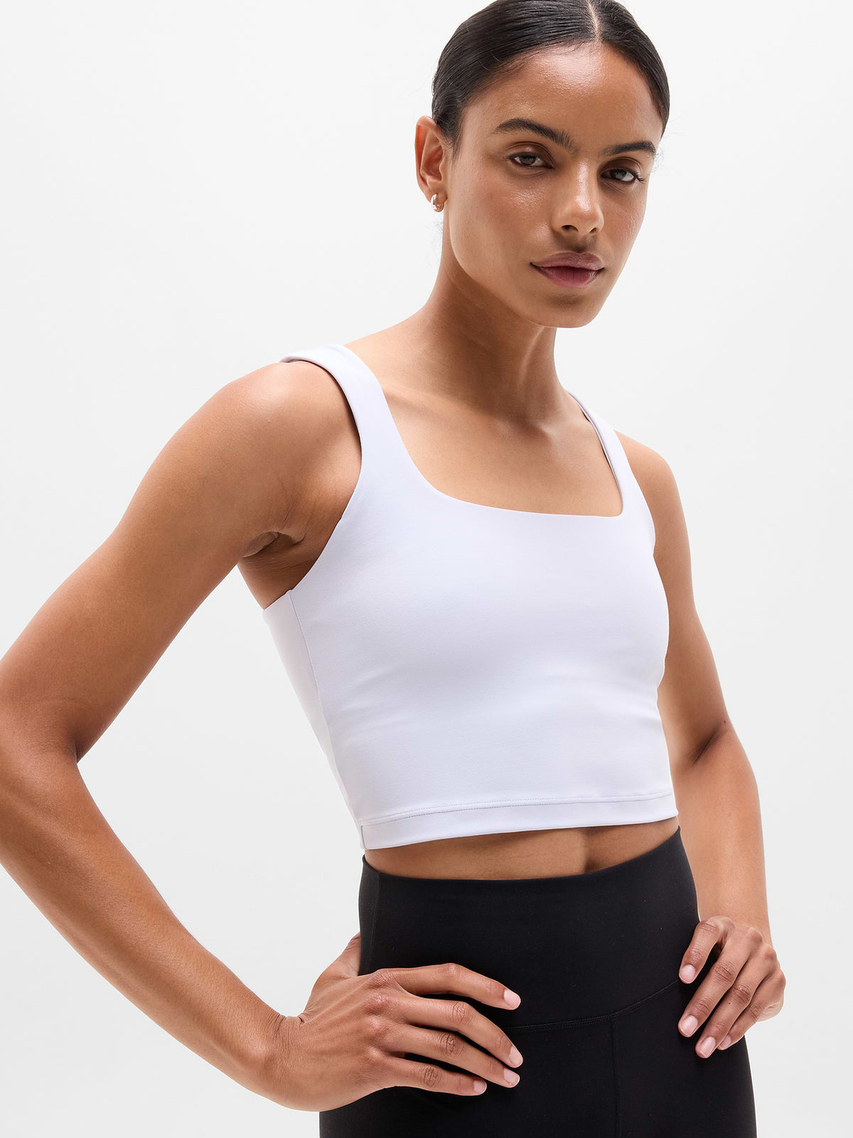 Transcend Square Neck Crop Sports Bra D-DD - Dove