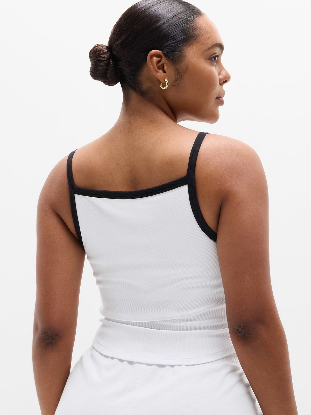 Signature Rib Apron Support Top - Bright White/Black
