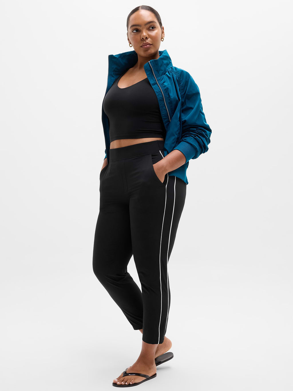 Brooklyn Piping Ankle Pant - Black/Bright White
