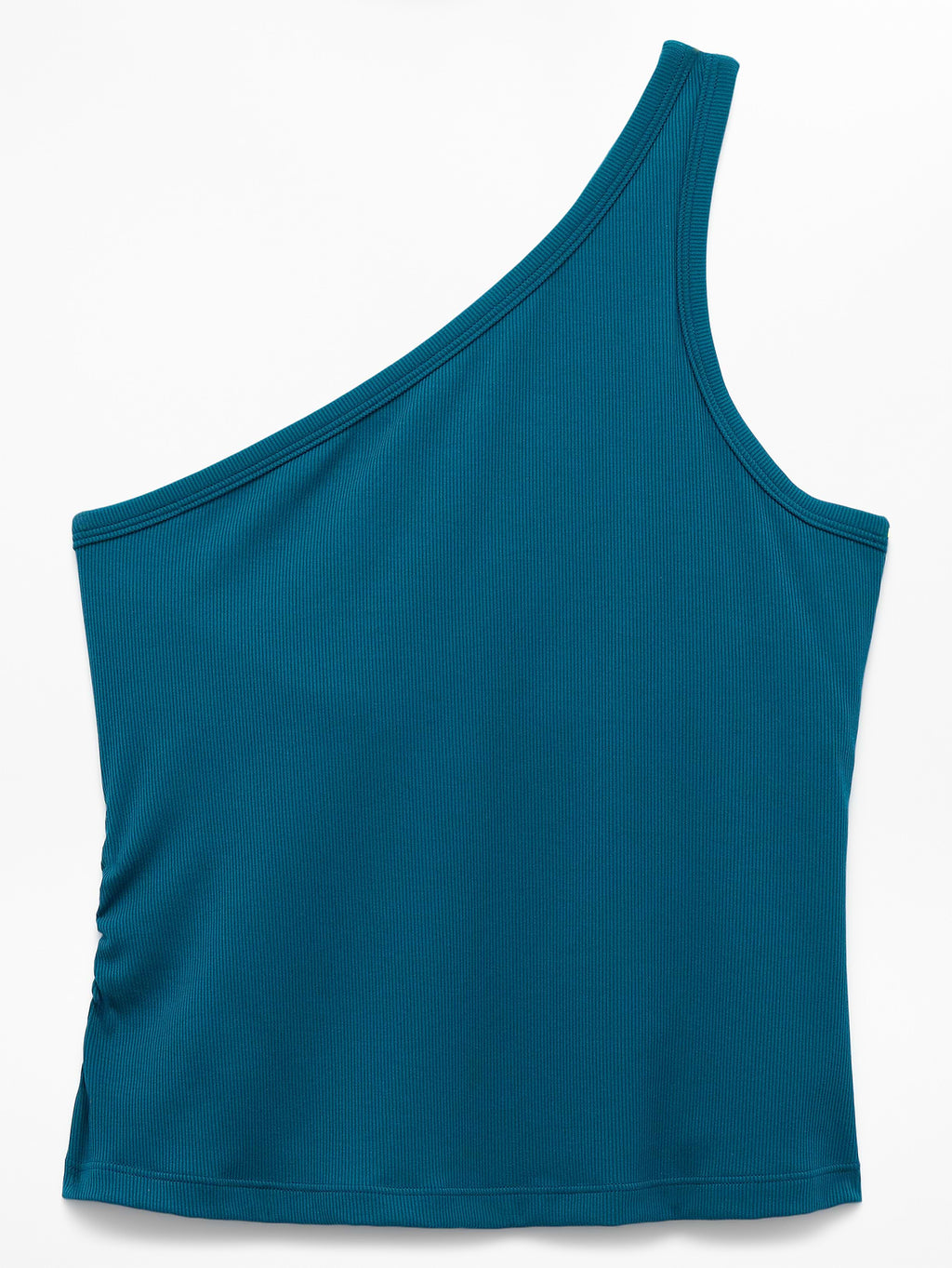 Signature Rib Asym One Shoulder Support Top - Coastal Teal