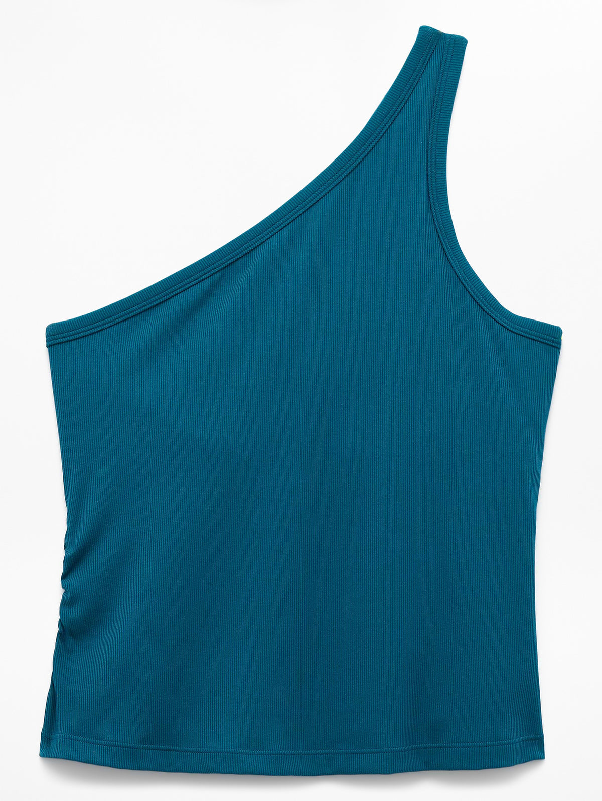 Signature Rib Asym One Shoulder Support Top - Coastal Teal