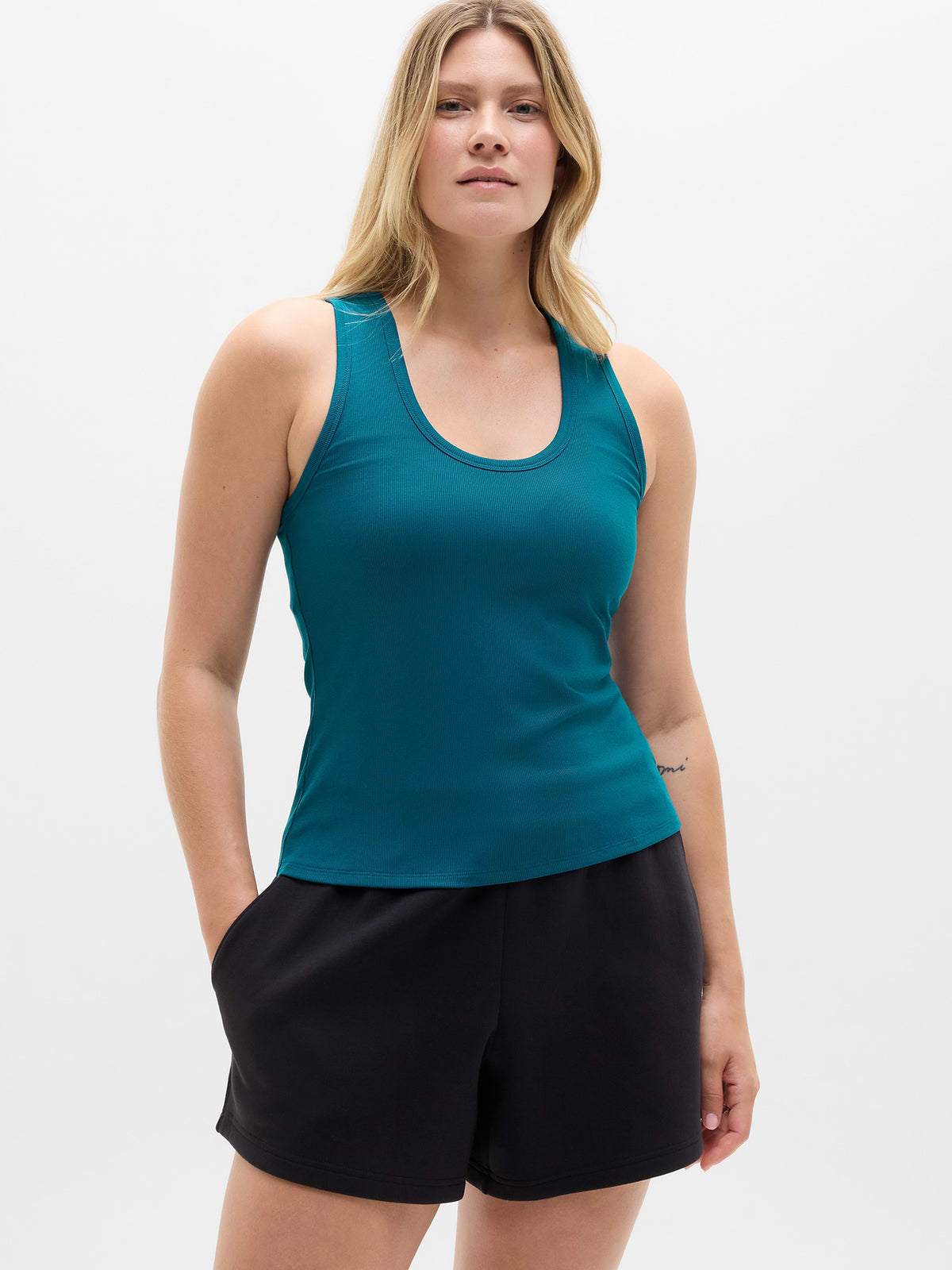 Signature Rib V-Neck Muscle Tank - Coastal Teal