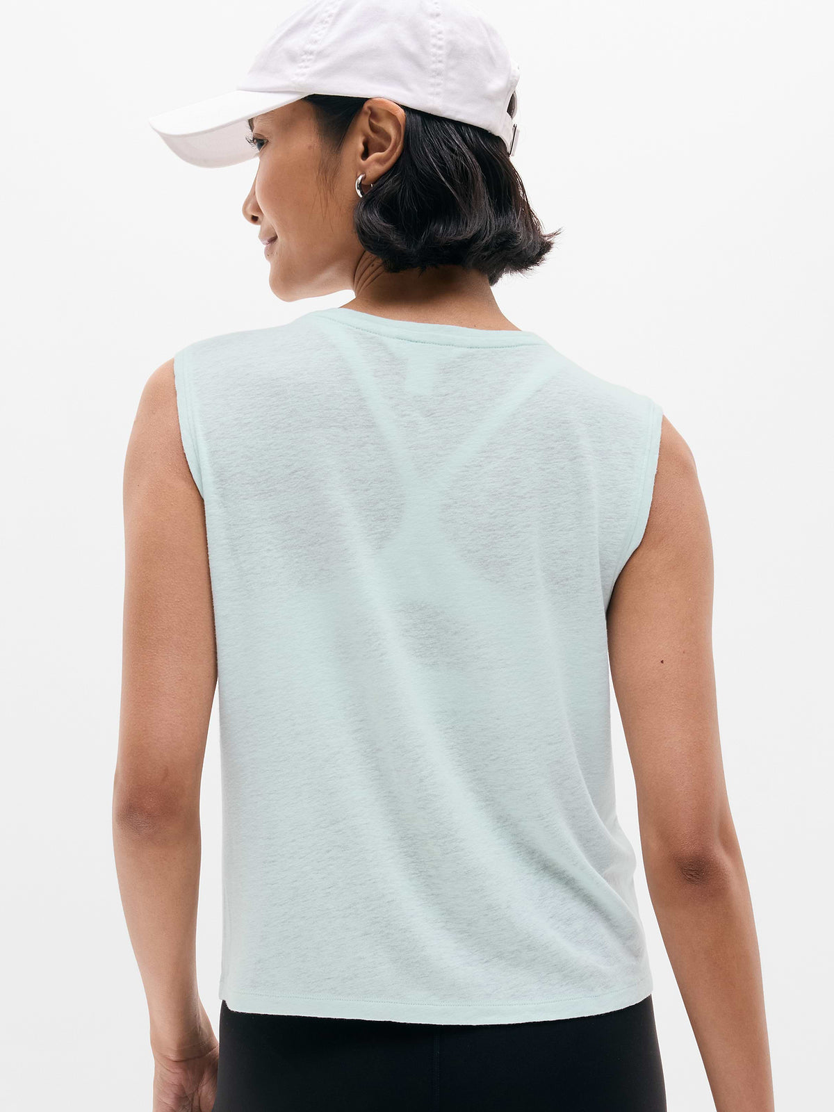Getaway Linen Blend Muscle Tank - Sky