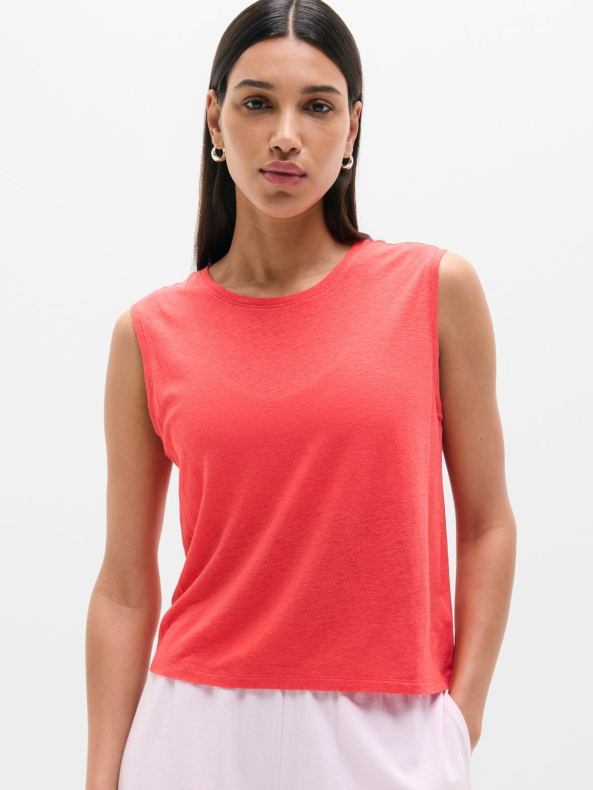 Getaway Linen Blend Muscle Tank - Siren