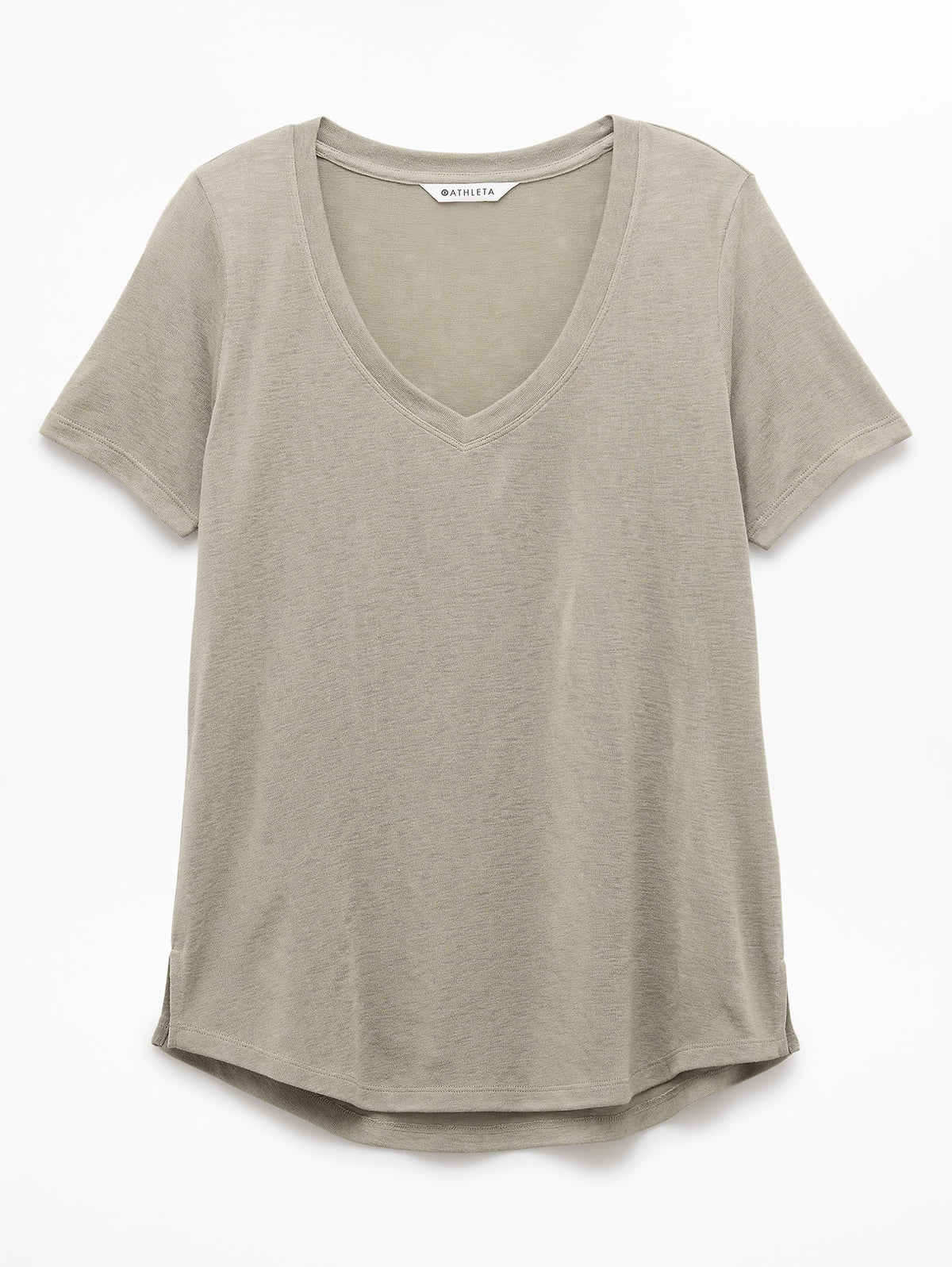 Breezy Scoop V-Neck Tee - Willow